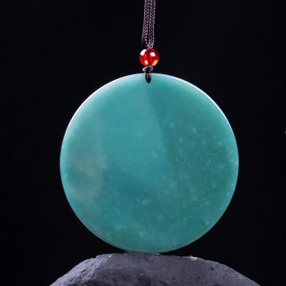 Women Fashion Necklace - 천연 비취 블루 워터 에메랄드 평화