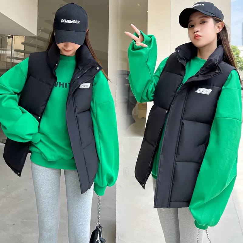 Puffer Vest Fashion Women - 가을 겨울 따뜻한 크롭 조끼 자켓