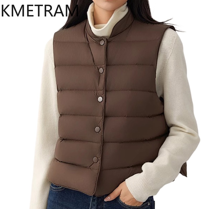 Puffer Vest Fashion Women - KMETRAM 여성용 화이트 구스 다운 민소매