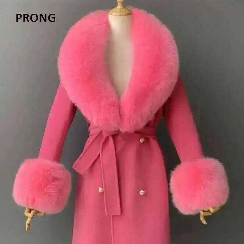 Women'S Fashion Essentials - 리얼 모피 칼라와 커프스 세트 겨울