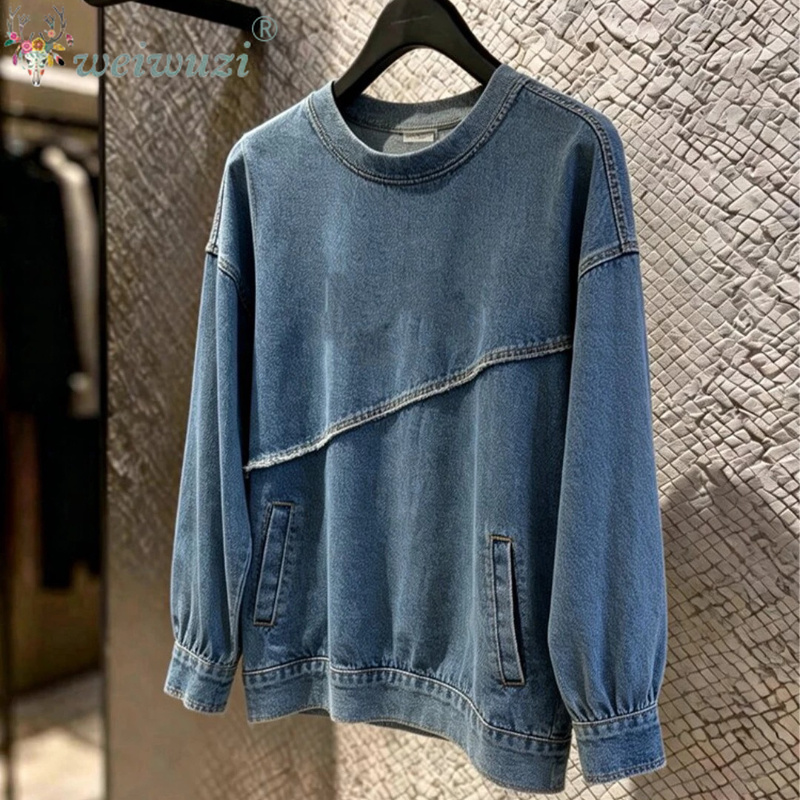 Women Fashion Jeans - 여성용 데님 재킷, 불규칙한 컷 디자인,