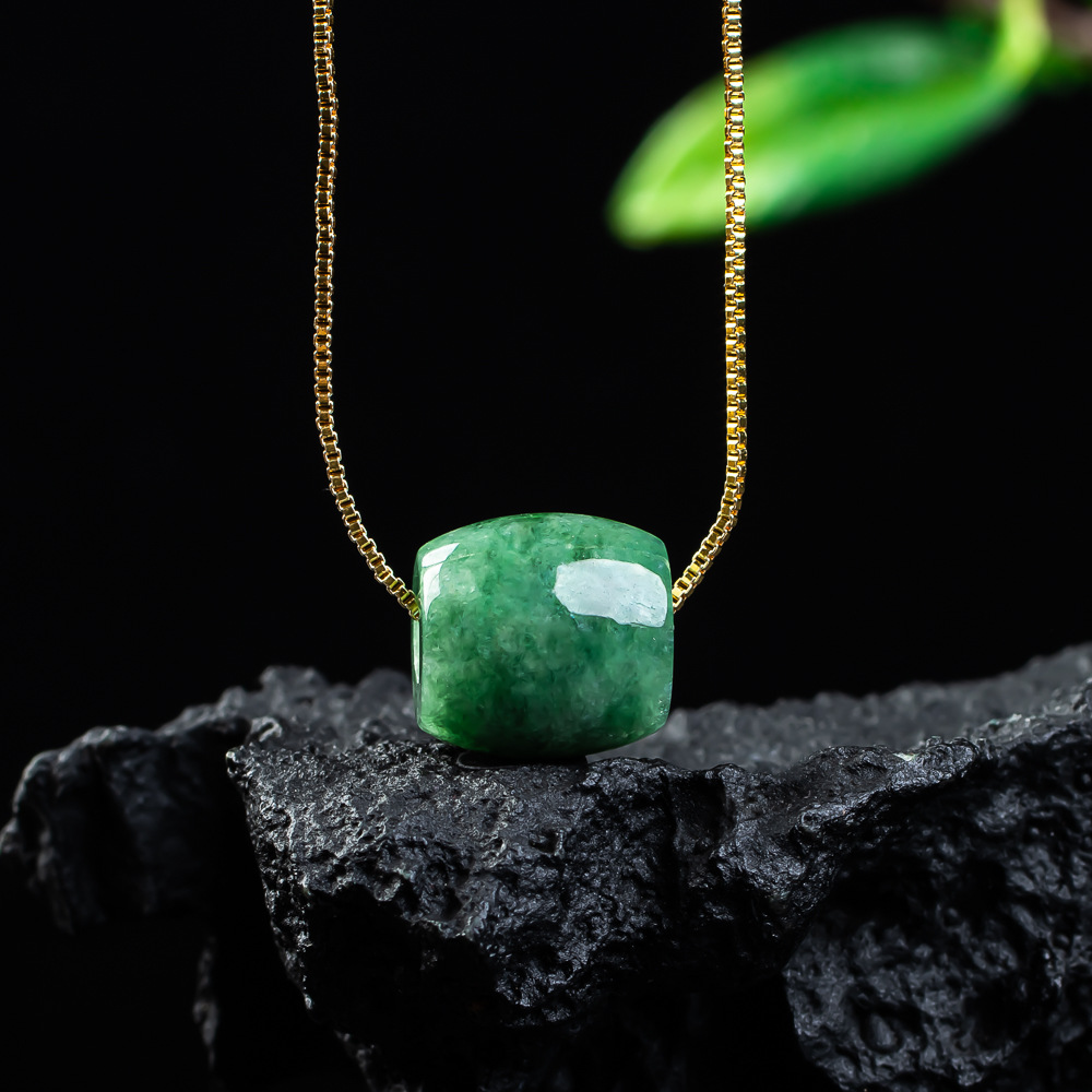Women Fashion Necklace - 천연 진짜 옥 구슬 펜던트 미얀마