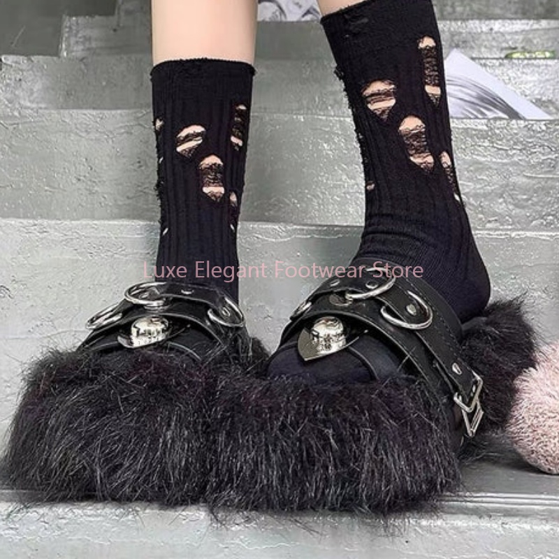 Women'S Fashion Belts - 검은색 퍼 플랫폼 벨트 버클 피프토
