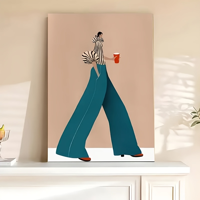Women'S Fashion Trousers - 유행 파란색 바지 여자 포스터 인쇄