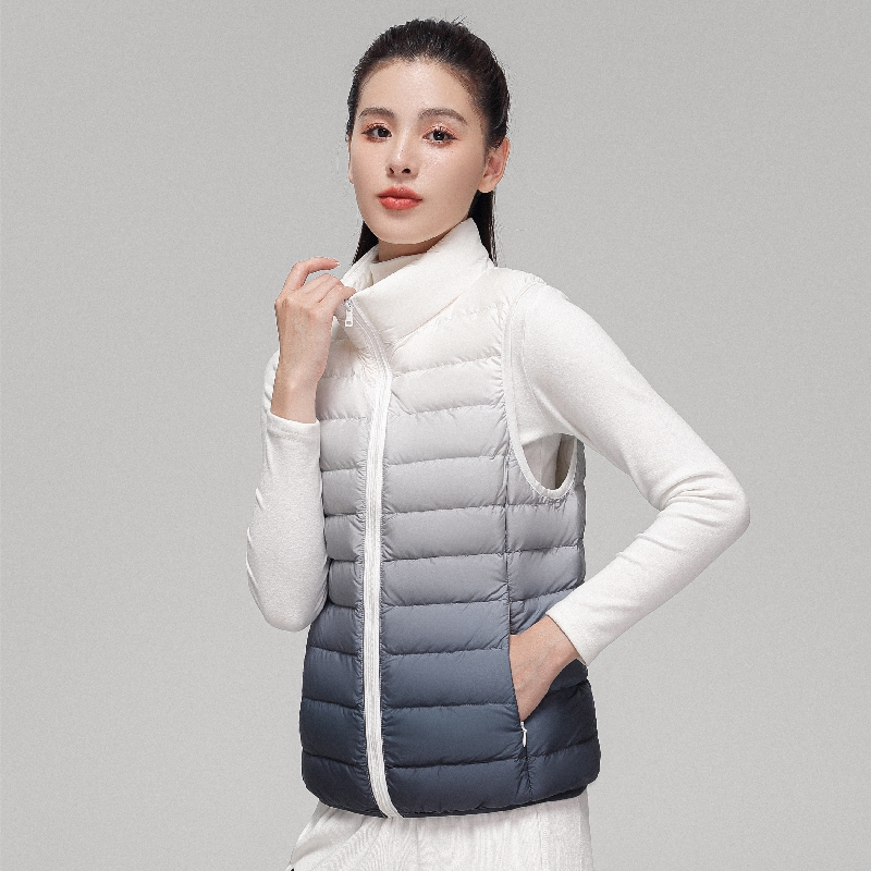 여성용 그라데이션 초경량 다운 조끼, 스탠드 칼라 슬림 - Puffer Vest Fashion Women 리뷰 및 가격