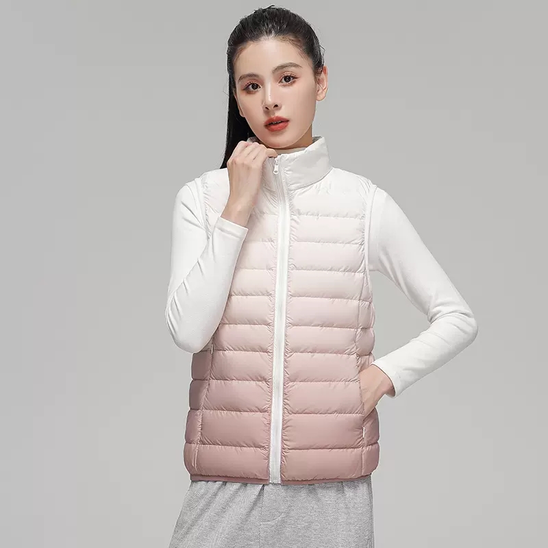 여성용 그라데이션 초경량 다운 조끼, 스탠드 칼라 슬림 - Puffer Vest Fashion Women 리뷰 및 가격