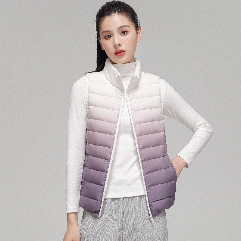 여성용 그라데이션 초경량 다운 조끼, 스탠드 칼라 슬림 - Puffer Vest Fashion Women 리뷰 및 가격