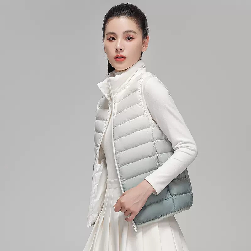 여성용 그라데이션 초경량 다운 조끼, 스탠드 칼라 슬림 - Puffer Vest Fashion Women 리뷰 및 가격