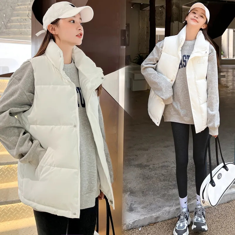 가을 겨울 따뜻한 크롭 조끼 자켓 여성용 패션 민소매  - Puffer Vest Fashion Women 리뷰 및 가격
