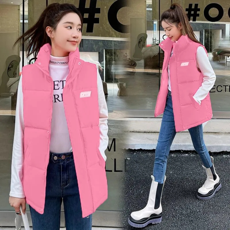 가을 겨울 따뜻한 크롭 조끼 자켓 여성용 패션 민소매  - Puffer Vest Fashion Women 리뷰 및 가격