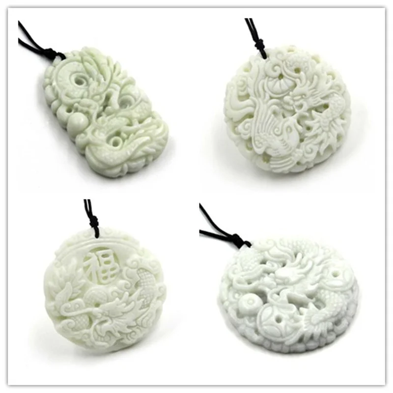 내추럴 화이트 옥 드래곤 피닉스 펜던트 목걸이, 매력적 - Women Fashion Necklace 리뷰 및 가격