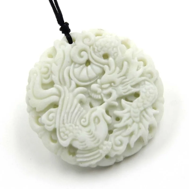 내추럴 화이트 옥 드래곤 피닉스 펜던트 목걸이, 매력적 - Women Fashion Necklace 리뷰 및 가격