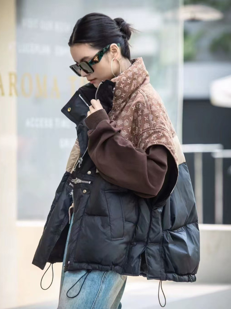 여성용 레트로 다운 재킷 조끼, 대비색 빵 재킷, 루즈 - Puffer Vest Fashion Women 리뷰 및 가격