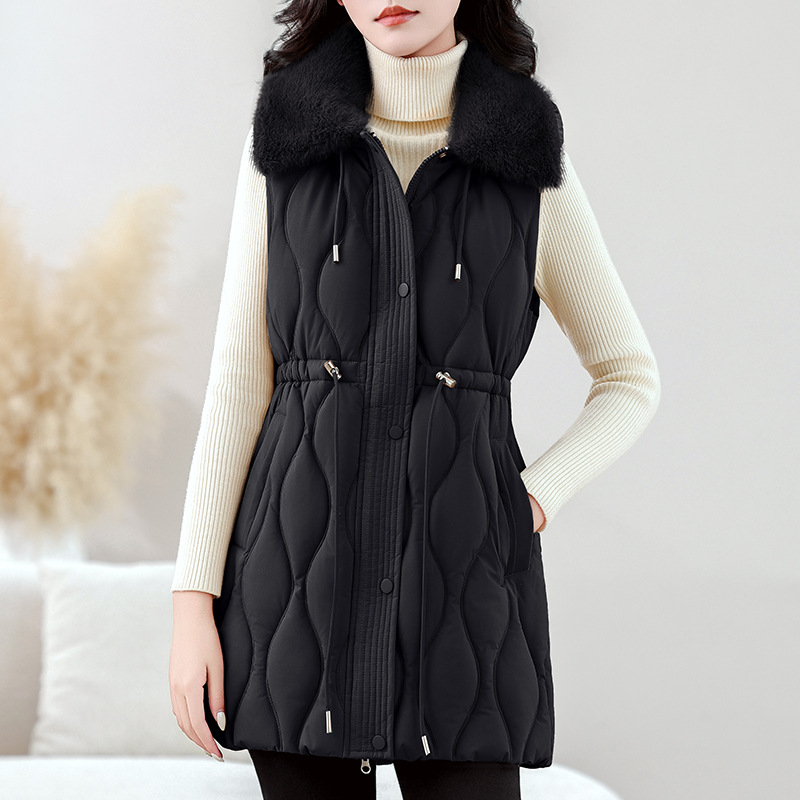 여성용 미디엄 롱 푸퍼 베스트 가을 겨울 민소매 재킷  - Puffer Vest Fashion Women 리뷰 및 가격