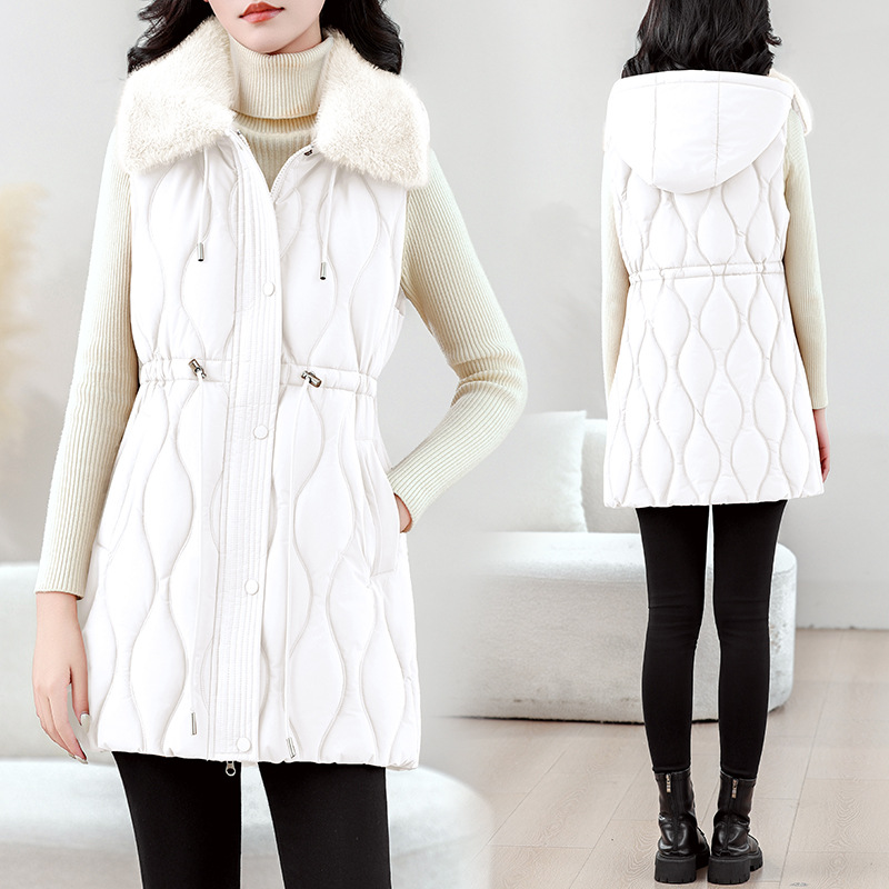여성용 미디엄 롱 푸퍼 베스트 가을 겨울 민소매 재킷  - Puffer Vest Fashion Women 리뷰 및 가격
