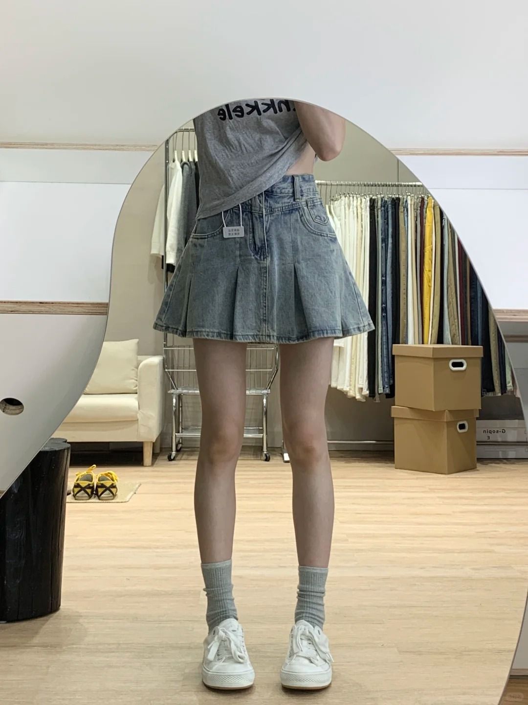 여성 하이웨이스트 데님 플리츠 스커트 빈티지 워싱 A라 - Women Fashion Jeans 리뷰 및 가격