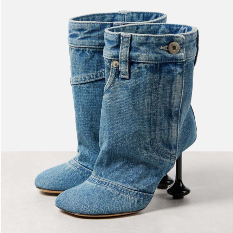 용수철 불규칙 힐 데님 스커트 가장자리 바지 부츠, 유 - Women'S Fashion Trousers 리뷰 및 가격