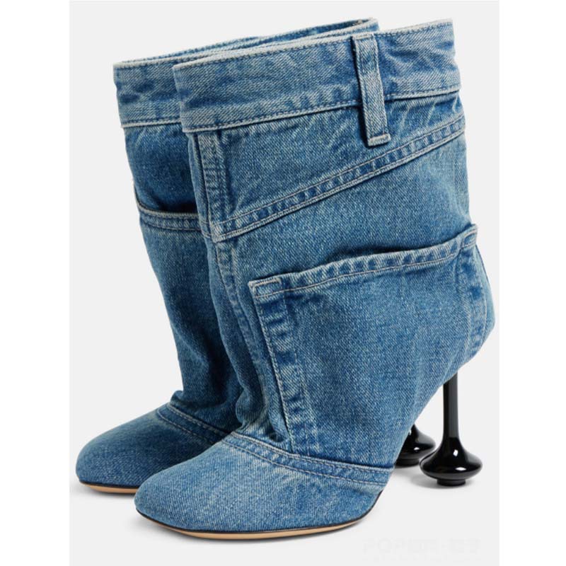 용수철 불규칙 힐 데님 스커트 가장자리 바지 부츠, 유 - Women'S Fashion Trousers 리뷰 및 가격
