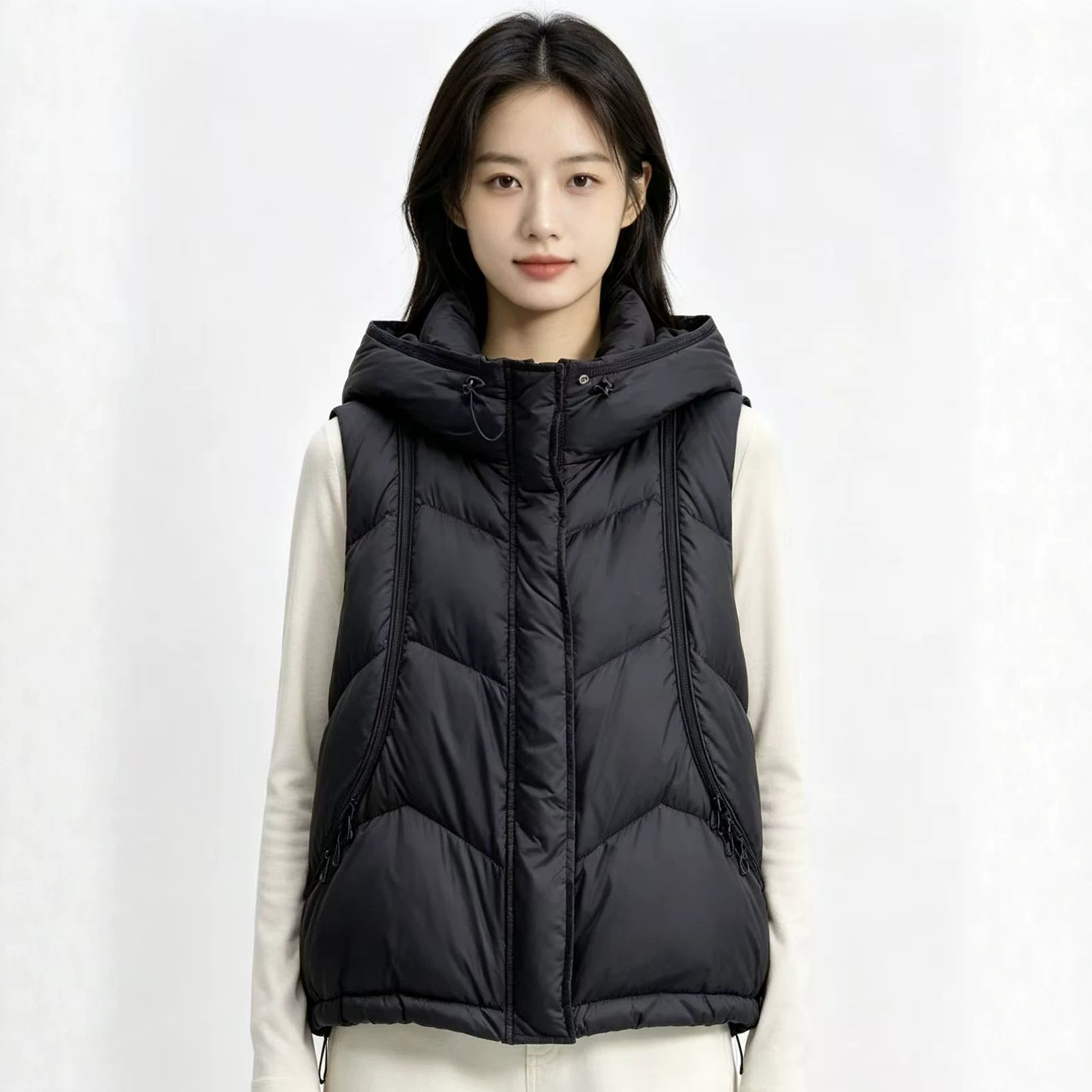 가을 겨울 여성용 다운 코튼 베스트 솔리드 지퍼 후드  - Puffer Vest Fashion Women 리뷰 및 가격