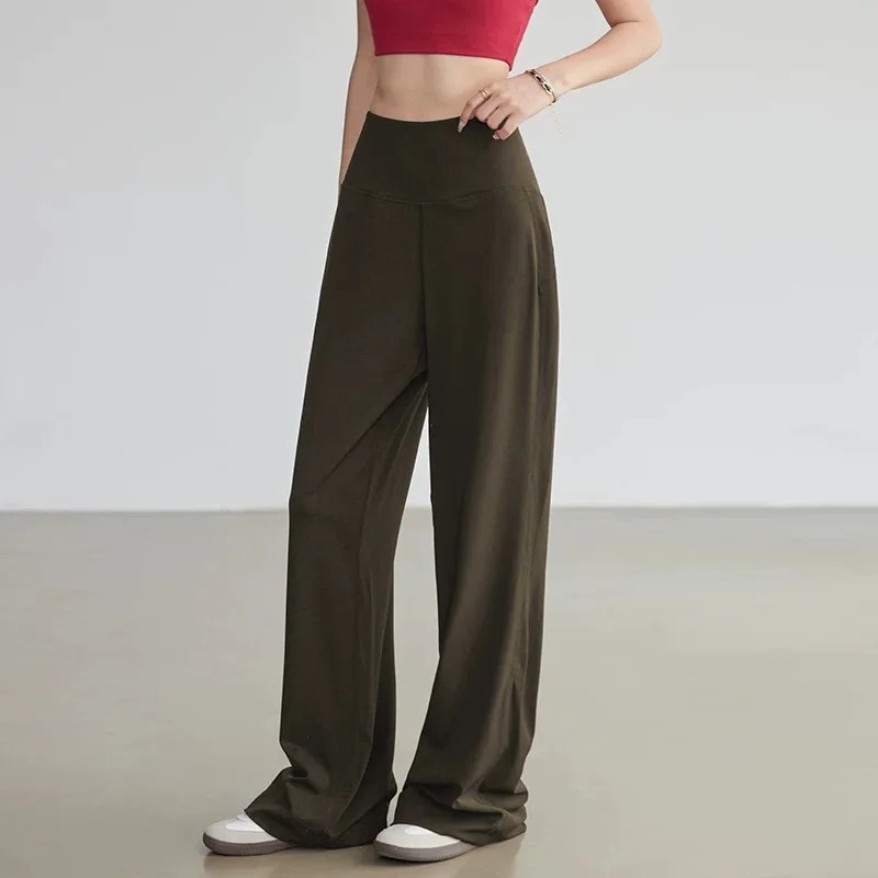 피트니스 여성용 루즈 스트레이트 스포츠 바지 하이 웨이 - Women'S Fashion Trousers 리뷰 및 가격