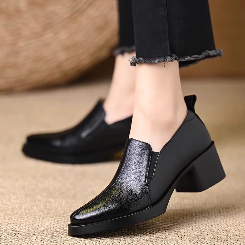 여성용 가죽 신발 2025 신상 가을 두꺼운 굽 하이힐 - Women Fashion Trend 2025 리뷰 및 가격