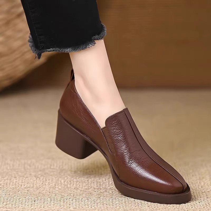 여성용 가죽 신발 2025 신상 가을 두꺼운 굽 하이힐 - Women Fashion Trend 2025 리뷰 및 가격