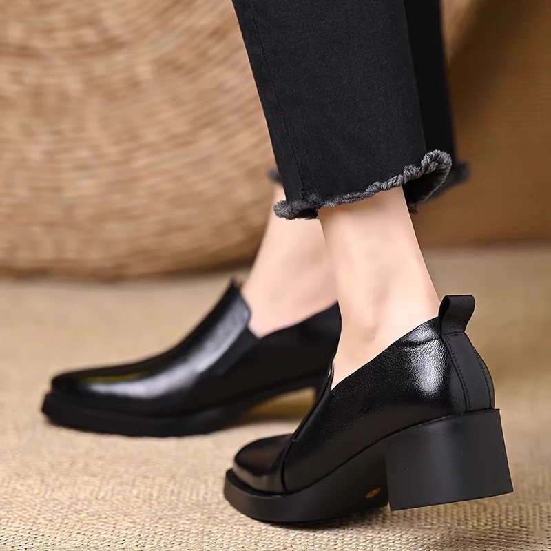 여성용 가죽 신발 2025 신상 가을 두꺼운 굽 하이힐 - Women Fashion Trend 2025 리뷰 및 가격