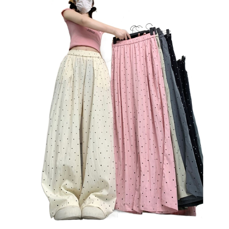 슬리핑 팬츠 여성 바지 폴카 도트 무지 패셔너블 스트레 - Women'S Fashion Trousers 리뷰 및 가격