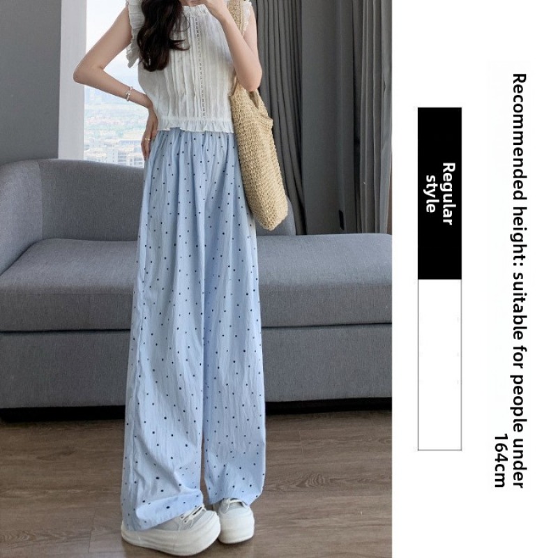 슬리핑 팬츠 여성 바지 폴카 도트 무지 패셔너블 스트레 - Women'S Fashion Trousers 리뷰 및 가격