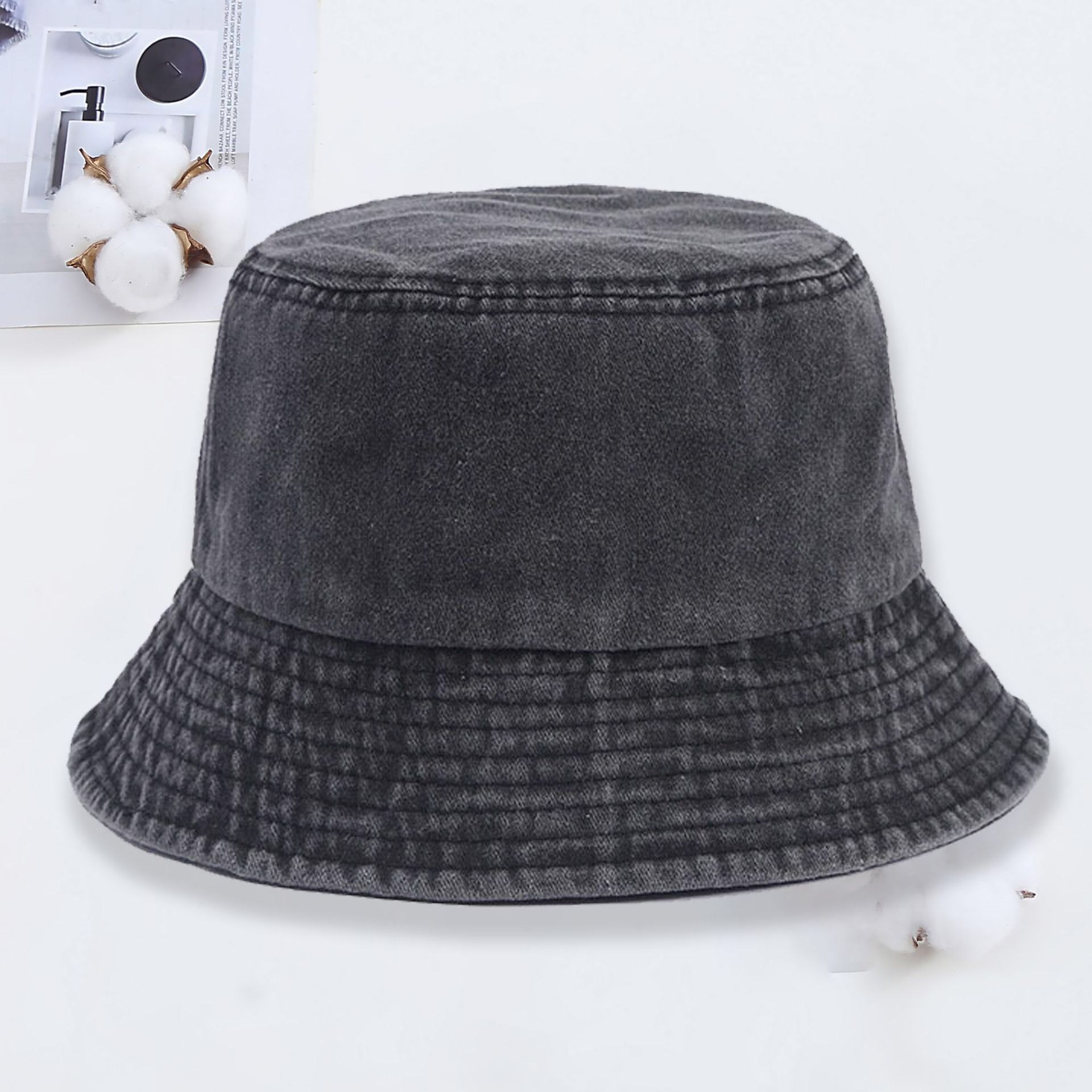 맞춤 로고가 새겨진 데님 버킷 햇, 워싱 처리된 데님  - Women Fashion Hats 리뷰 및 가격