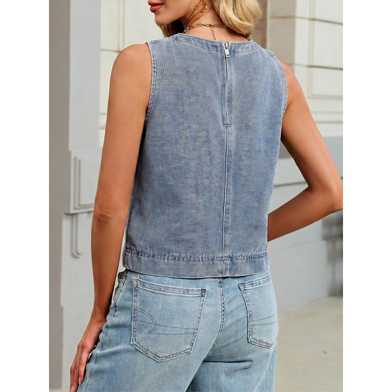 Benuynffy 캐주얼 라운드 넥 데님 조끼 여성 여 - Women Fashion Jeans 리뷰 및 가격