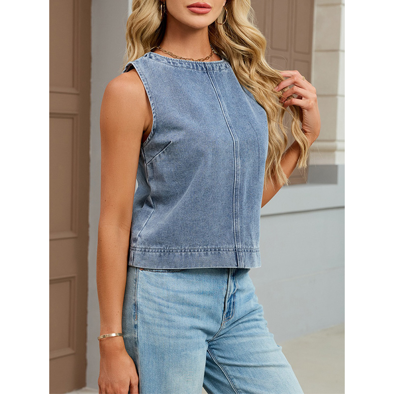 Benuynffy 캐주얼 라운드 넥 데님 조끼 여성 여 - Women Fashion Jeans 리뷰 및 가격