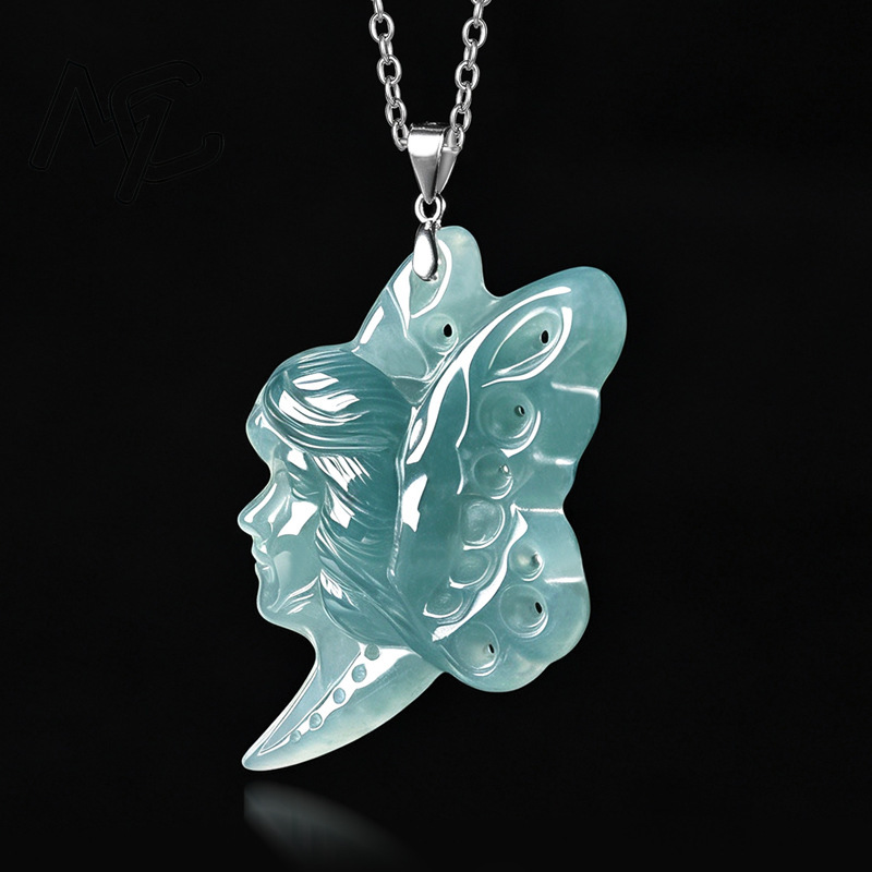 S925 실버 천연 블루 워터 제이드 나비 요정 펜던트 - Women Fashion Necklace 리뷰 및 가격