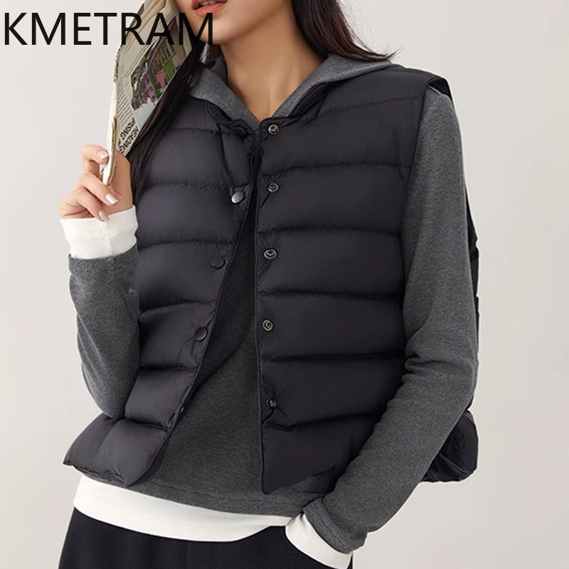 KMETRAM 여성용 화이트 구스 다운 민소매 조끼,  - Puffer Vest Fashion Women 리뷰 및 가격