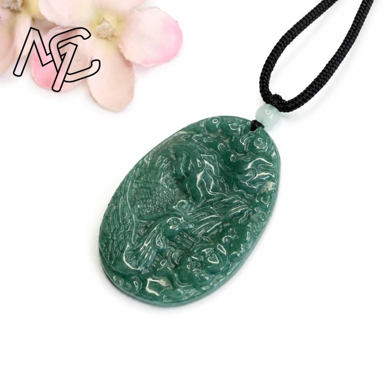 진짜 천연 에메랄드 옥 블루 워터 피닉스 펜던트 목걸이 - Women Fashion Necklace 리뷰 및 가격