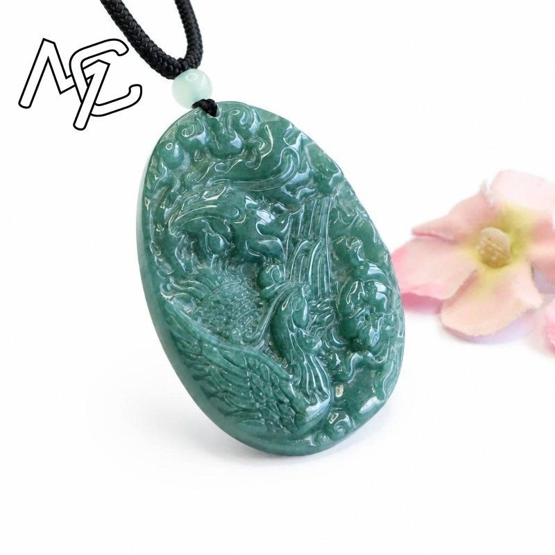 진짜 천연 에메랄드 옥 블루 워터 피닉스 펜던트 목걸이 - Women Fashion Necklace 리뷰 및 가격