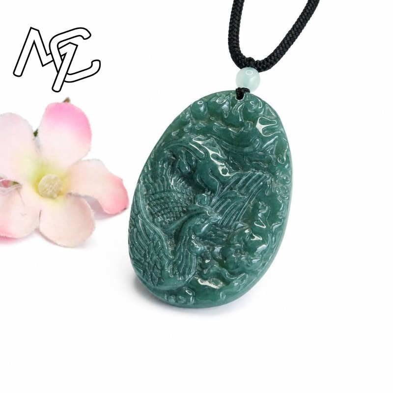 진짜 천연 에메랄드 옥 블루 워터 피닉스 펜던트 목걸이 - Women Fashion Necklace 리뷰 및 가격