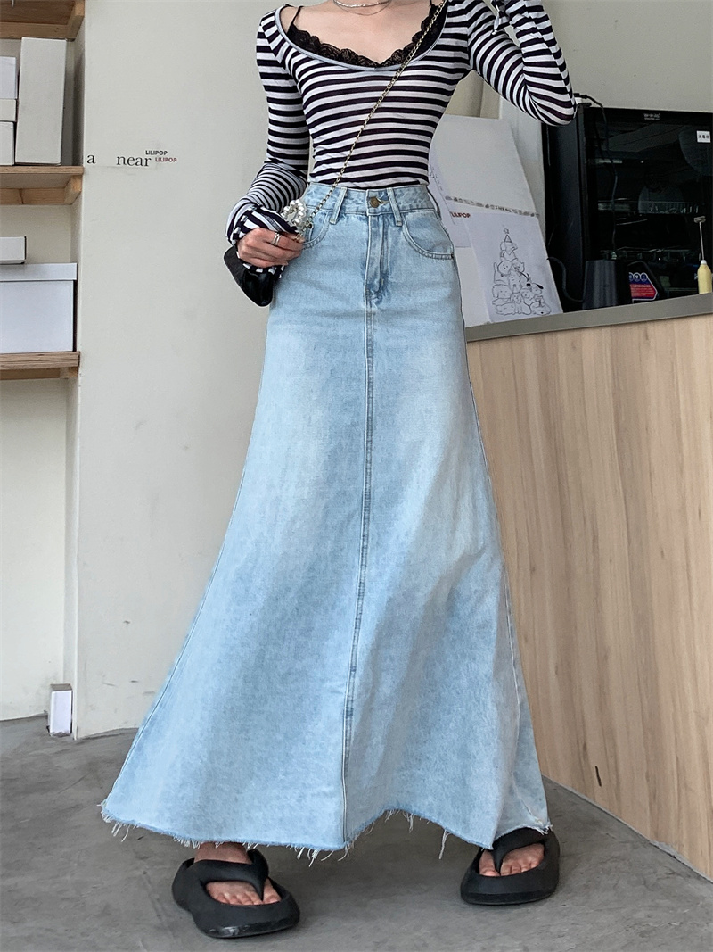 2026 트렌드 여성용 Y2K 청바지 스커트 - 연청색 - Women Fashion Jeans 리뷰 및 가격