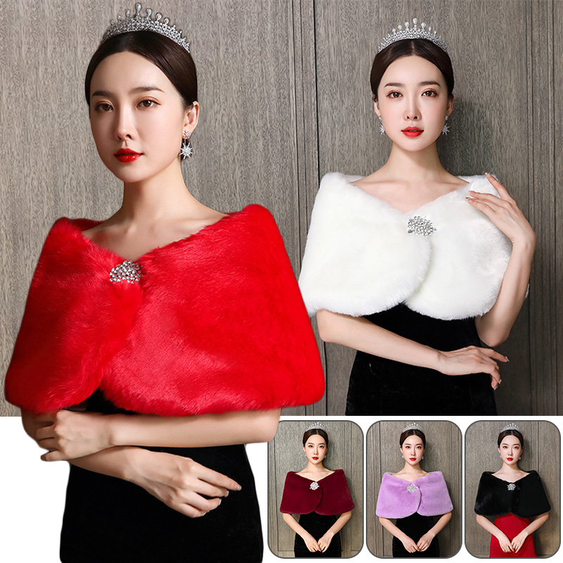 여성 신부 목도리 웨딩 케이프 가짜 모피 겨울 따뜻한  - Women'S Fashion Essentials 리뷰 및 가격