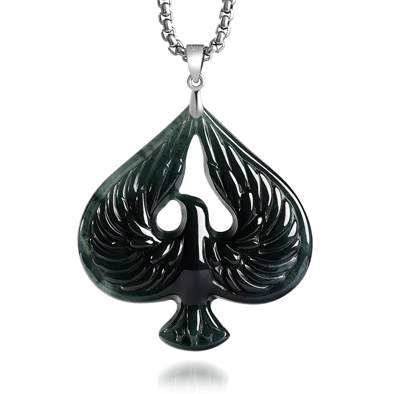 S925 실버 천연 옥 블랙 치킨 컬러 스페이드 펜던트 - Women Fashion Necklace 리뷰 및 가격