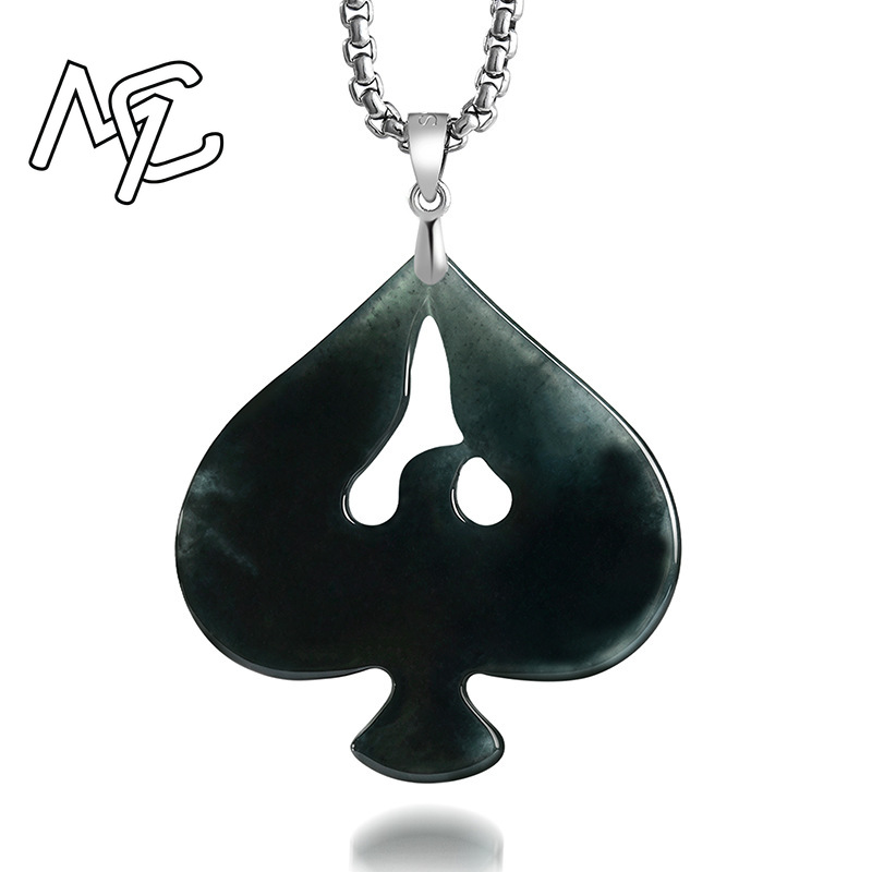 S925 실버 천연 옥 블랙 치킨 컬러 스페이드 펜던트 - Women Fashion Necklace 리뷰 및 가격