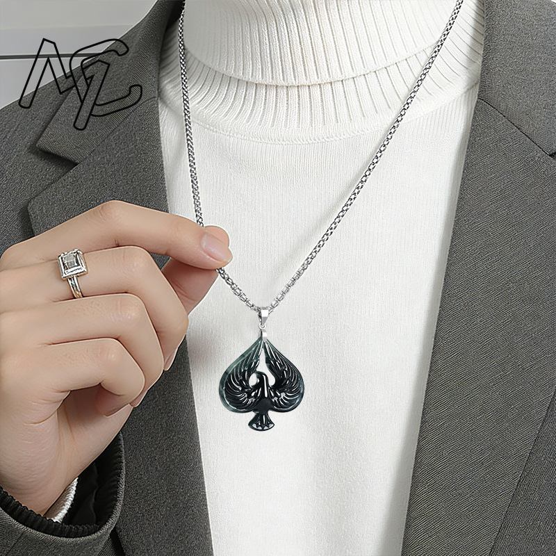 S925 실버 천연 옥 블랙 치킨 컬러 스페이드 펜던트 - Women Fashion Necklace 리뷰 및 가격