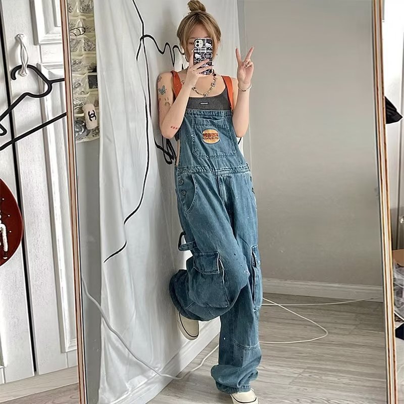 레트로 데님 루즈핏 여성 슬림 스트레이트 와이드 레그  - Women'S Fashion Trousers 리뷰 및 가격