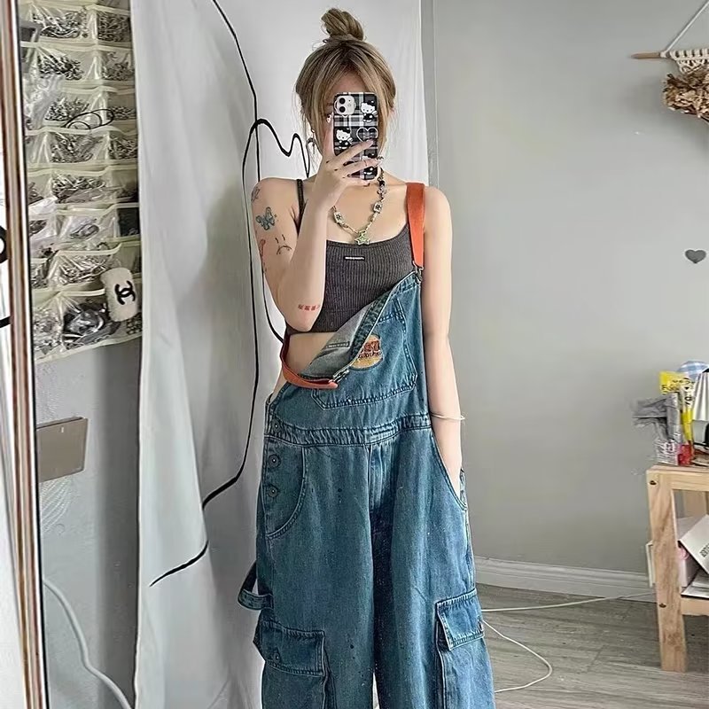 레트로 데님 루즈핏 여성 슬림 스트레이트 와이드 레그  - Women'S Fashion Trousers 리뷰 및 가격
