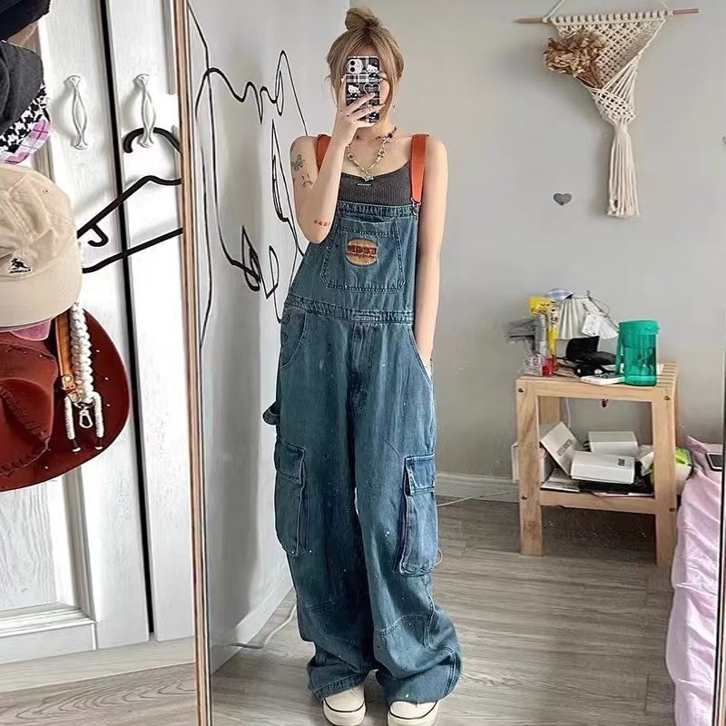 레트로 데님 루즈핏 여성 슬림 스트레이트 와이드 레그  - Women'S Fashion Trousers 리뷰 및 가격