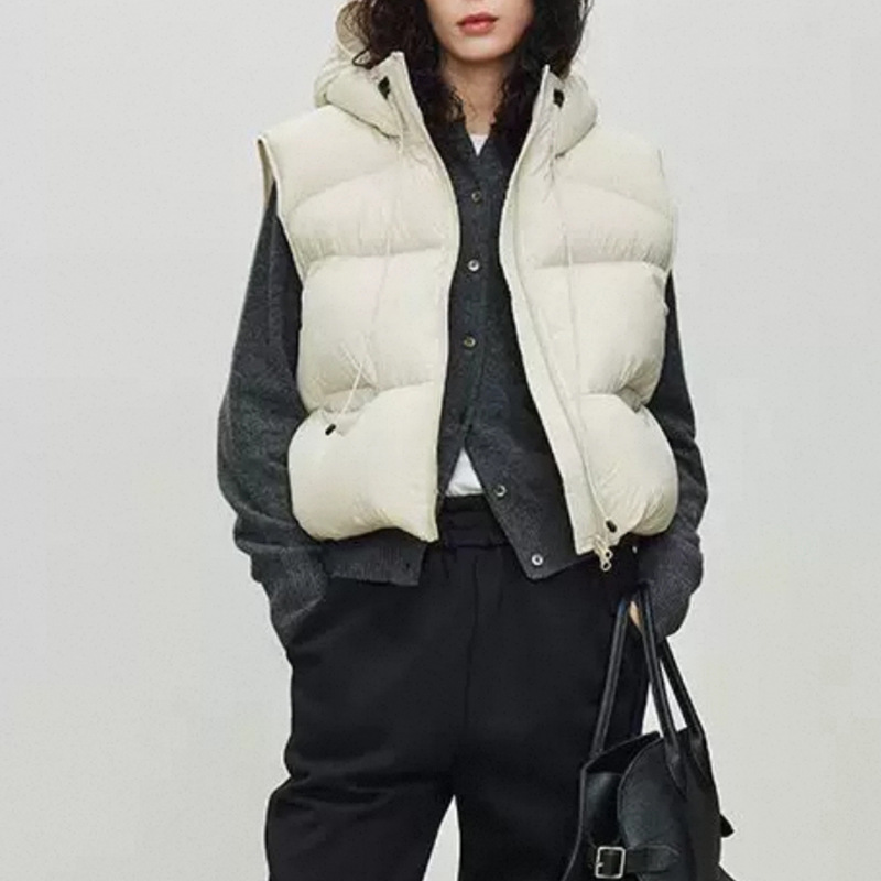여성용 화이트 덕다운 베스트 겨울 후드 슬리브리스 패딩 - Puffer Vest Fashion Women 리뷰 및 가격