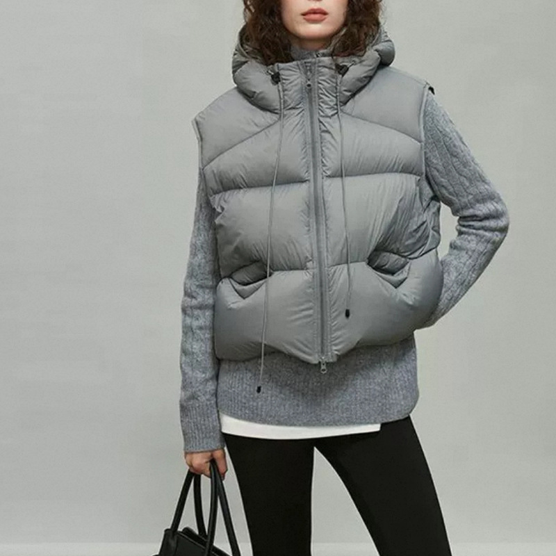 여성용 화이트 덕다운 베스트 겨울 후드 슬리브리스 패딩 - Puffer Vest Fashion Women 리뷰 및 가격