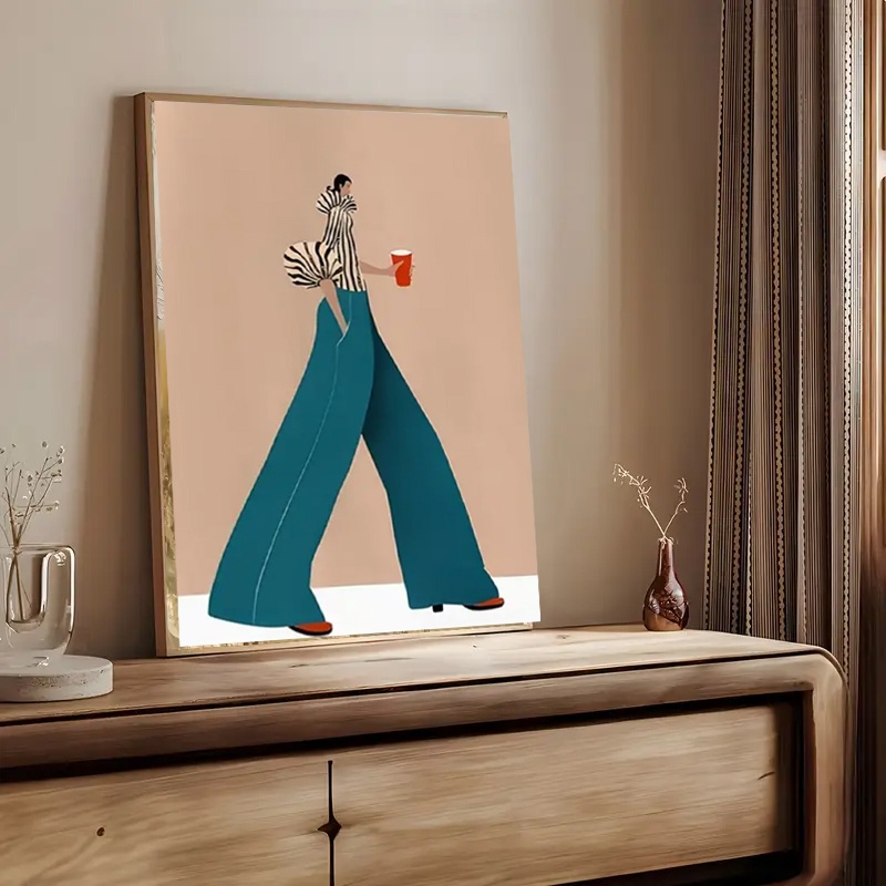 유행 파란색 바지 여자 포스터 인쇄 현대 초현실적 인  - Women'S Fashion Trousers 리뷰 및 가격