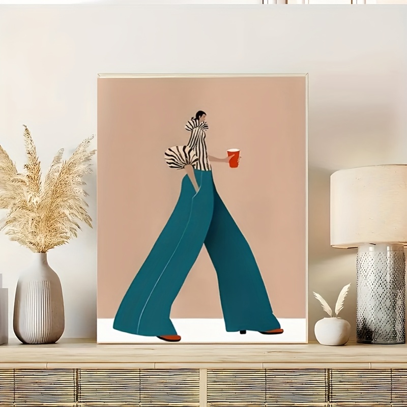 유행 파란색 바지 여자 포스터 인쇄 현대 초현실적 인  - Women'S Fashion Trousers 리뷰 및 가격
