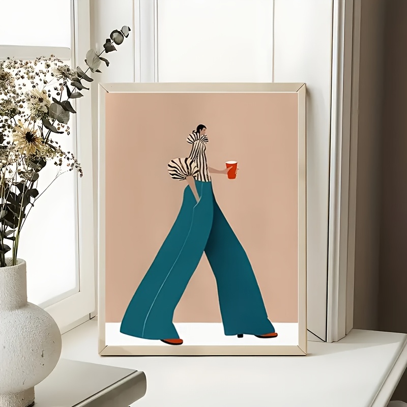 유행 파란색 바지 여자 포스터 인쇄 현대 초현실적 인  - Women'S Fashion Trousers 리뷰 및 가격